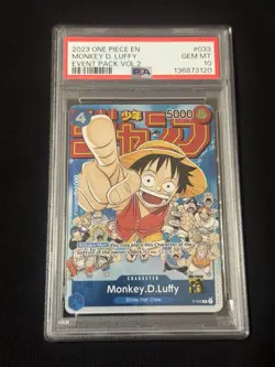 2024 One Piece English #033 Monkey D. Luffy 2023 CS Event Pack PSA 10 GEM MINT - Image 1