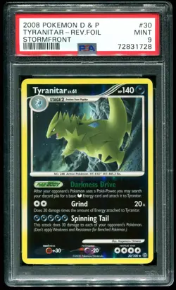 PSA 9 Tyranitar Reverse Holo Stormfront D&P 2008 Pokemon Card #30 - Image 1