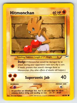 Hitmonchan 69/105 2002 Neo Destiny Pokemon Card TCG Vintage WOTC Common - VLP - Image 1