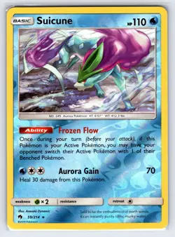 Suicune 59/214 Sun & Moon Lost Thunder Pokemon Card Reverse Holo Rare - Nm - Image 1