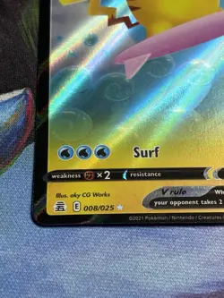 Surfing Pikachu V 008/025 Celebrations Holo Pokemon Card - Image 5