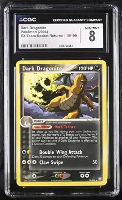 CGC 8 Dark Dragonite 2004 EX Team Rocket Returns 15/109 Pokemon Card - Image 1