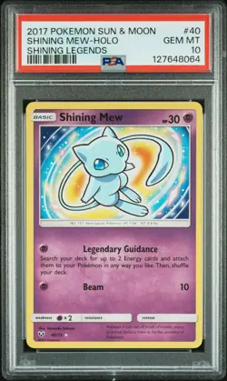2017 POKEMON SUN & MOON SHINING LEGENDS #40 SHINING MEW-HOLO PSA 10 - Image 1