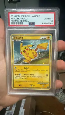 PSA 10 Pikachu World German Holo Pokemon Card 2010 Gem Mint Japanese Promo - Image 1