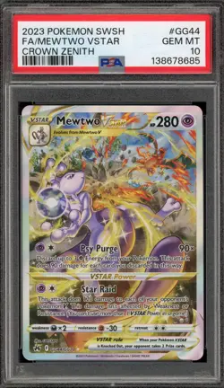 Pokemon Mewtwo VSTAR Crown Zenith Galarian Gallery Full Art #GG44 PSA 10 - Image 1