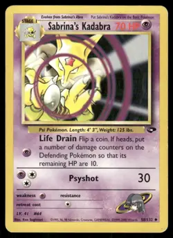 Pokemon Tcg Sabrina's Kadabra #58 Pokemon Gym Challenge MP - Image 1