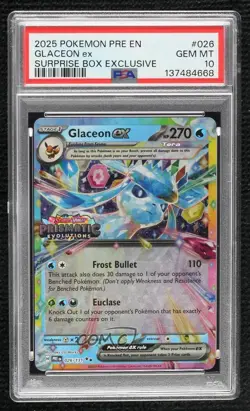 Glaceon (Surprise Box Promo) Pokemon Prismatic Evolutions PRE PSA 10 GEM MT - Image 1