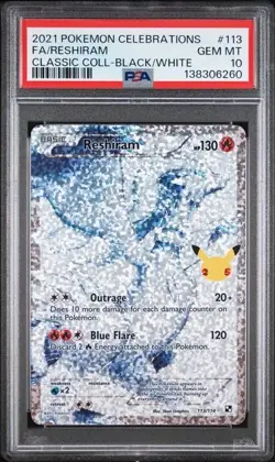 Pokemon Reshiram 113/114 Celebrations: Classic Collection PSA 10 GEM MINT - Image 1