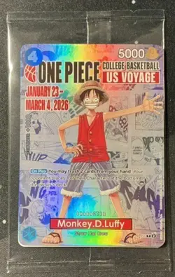 One Piece Promotion Card - Monkey.D.Luffy (055) SEALED College Basketball US NEW - Image 1