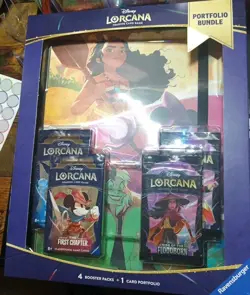 TCG Disney Lorcana Portfolio Bundle 4 Booster Packs & 1 Portfolio First Chapter - Image 1