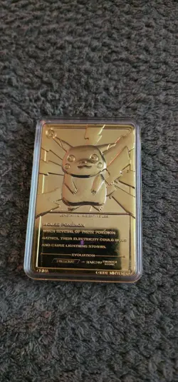 Pokemon 23K Gold Plated PIKACHU Trading Card 1999 Burger King Limited Edition - Image 2