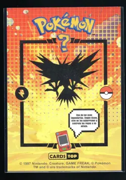 ZAPDOS #145 Card Tops Pokedex Database - Pokemon *GOLD HOLO FOIL DESIGN* - Image 2