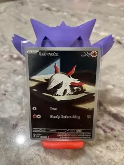 Pokemon Larvesta 196/197 SV08: Shrouded Fable Illustration Rare Holo Card - Image 1