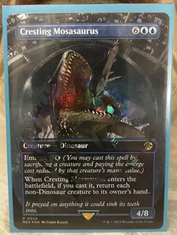 STAMPED Cresting Mosasaurus Jurassic World Creature Rare Full Art Foil NM MTG - Image 1