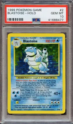 Pokemon Blastoise Base Set Holo PSA 10 Gem Mint 2/102 - Image 1