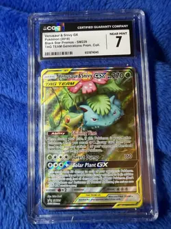 Venusaur & Snivy GX CGC 7 TAG TEAM Holo Black Star Promos 2019 SM229 Pokemon TCG - Image 1