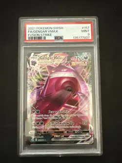 2021 POKEMON SWORD & SHIELD FUSION STRIKE #157 FULL ART/GENGAR VMAX PSA 9 - Image 1
