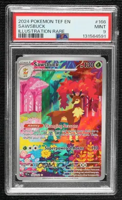 Sawsbuck Illustration Rare Pokemon Scarlet & Violet: Temporal Forces TEF PSA 9 - Image 1