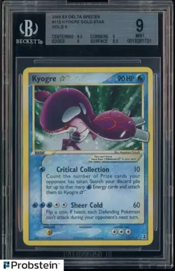 2005 Pokemon Gold Star Ex Delta Species #112 Kyogre Holo BGS 9 MINT - Image 1