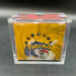 Pokemon EN Base Set Unlimited Booster Box WOTC Factory Sealed w/ Acrylic Case - Image 1