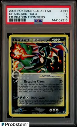 2006 Pokemon Gold Star EX Dragon Frontiers #100 Charizard Holo PSA 5 EX - Image 1