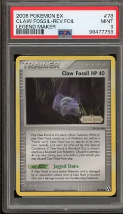 Pokemon Claw Fossil HP 40 EX Legend Maker Reverse Holo #78 PSA 9 Mint - Image 1