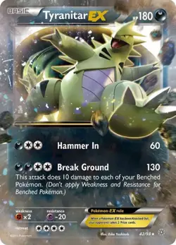 Damaged Pokemon TCG Tyranitar EX 42/98 Ancient Origins - Image 1