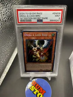 2024 YU-GI-OH RA02 1ST ED SECRET RARE DROLL & LOCK BIRD #EN006 PSA 9 - Image 1