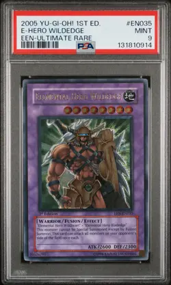 2005 YU-GI-OH! ELEMENTAL ENERGY 1ST ED #EN035 ELEMENTAL HERO WILDEDGE PSA 9 - Image 1
