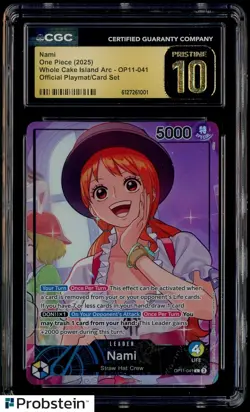 2025 One Piece Whole Cake Island Arc #OP11-041 Nami Ofcl playmat CGC 10 PRISTINE - Image 1