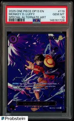 2025 One Piece OP13 ENGLISH Special Alternate Art #119 Monkey D. Luffy PSA 10 - Image 1