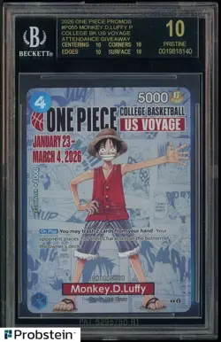 Monkey D Luffy One Piece Promo College Basketball US Voyage BGS 10 BLACK LABEL - Image 1
