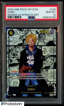 2025 One Piece OP13 EN Manga Alternate Art #120 Sabo PSA 10 GEM MINT - Image 1