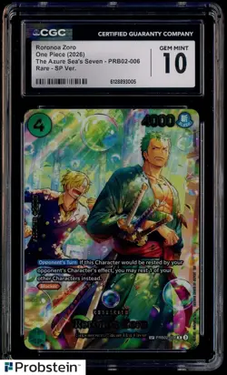 One Piece TCG Roronoa Zoro SP PRB02-006 CGC 10 - Image 1