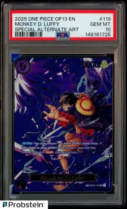 2025 One Piece OP13 ENGLISH Special Alternate Art #119 Monkey D. Luffy PSA 10 - Image 1
