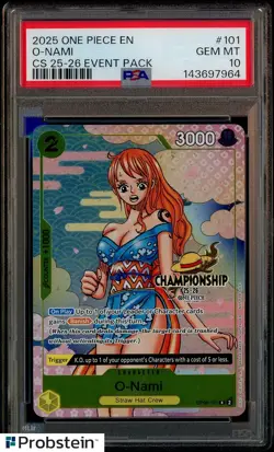 2025 One Piece EN O-Nami #101 Championship 25-26 Event Pack PSA 10 GEM MINT - Image 1