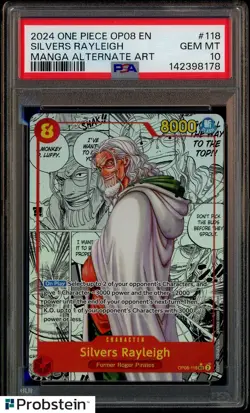 2024 One Piece OP08 EN Manga Alternate Art #118 Silvers Rayleigh PSA 10 GEM MINT - Image 1