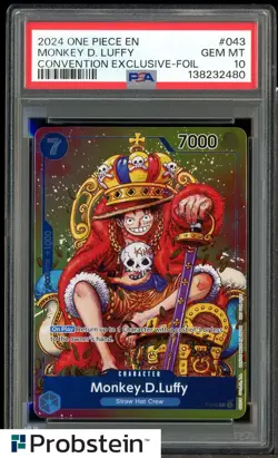 2024 One Piece EN Convention Exclusive Foil #043 Monkey D. Luffy PSA 10 GEM MINT - Image 1