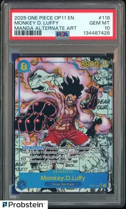 2025 One Piece OP11 EN Manga Alternate Art #118 Monkey D. Luffy PSA 10 GEM MINT - Image 1