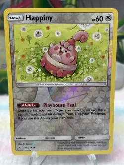 Happiny 161/214 NM Reverse Holo Sun Moon Unbroken Bonds Happy Baby Pokemon Card - Image 1