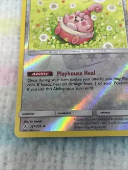 Happiny 161/214 NM Reverse Holo Sun Moon Unbroken Bonds Happy Baby Pokemon Card - Image 3