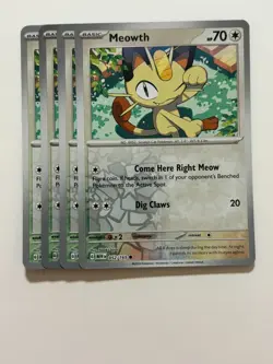 Pokemon Card 151 Reverse Holographic 4x Playset Meowth 052/165 Near Mint - Image 1