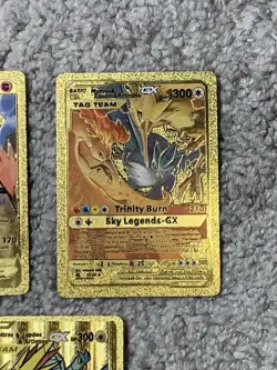 Set of 3 Zapdos V,GX Gold Accents+Moltres&Zapdos&Articuno Gold Foil Fan Art Card - Image 3
