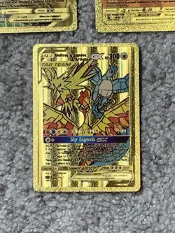 Set of 3 Zapdos V,GX Gold Accents+Moltres&Zapdos&Articuno Gold Foil Fan Art Card - Image 4