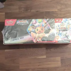 Pokemon Prismatic Evolutions Surprise Box 2-Pack – Eevee, Espeon, Jolteon - Image 1