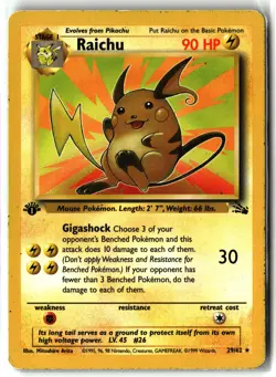 Raichu ⭐ 29/62 1st Edition Rare Vintage WOTC Fossil 1999 Pokemon MP - Image 1