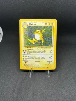 Pokemon TCG Raichu 14/102 Base Set Unlimited (1999) Vintage Holo Rare LP - Image 1