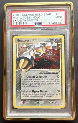 Pokemon Metagross Gold Star EX Delta Species Holo #113 PSA 9 Mint SWIRL!! - Image 1