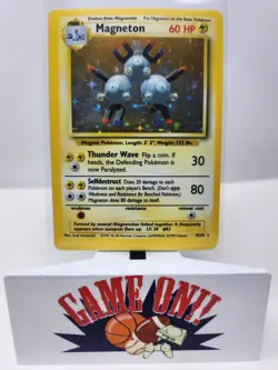 Pokemon Magneton 9/102 Base Set Unlimited Holo Rare LP sc - Image 1
