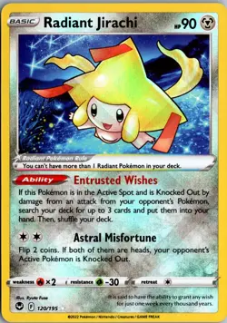 Radiant Jirachi Radiant Rare SWSH12: Silver Tempest 120/195 NM Pokemon - Image 1